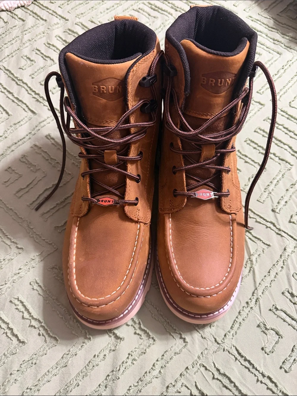 Brunt Men’s Tan Leather Moc Toe Work Boots